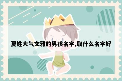 夏姓大气文雅的男孩名字,取什么名字好